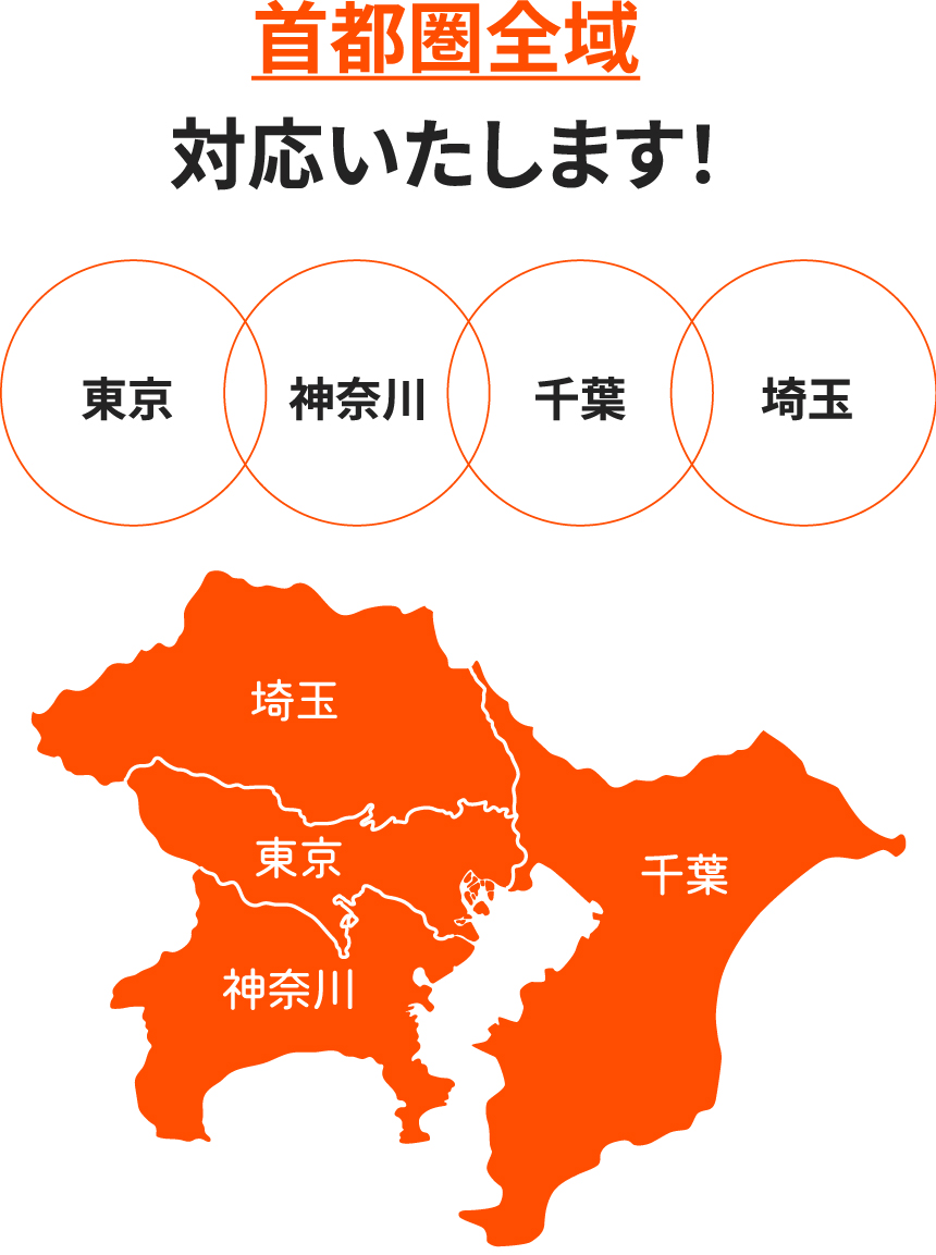 画像：首都圏全域対応しています！　東京・神奈川・千葉・埼玉
